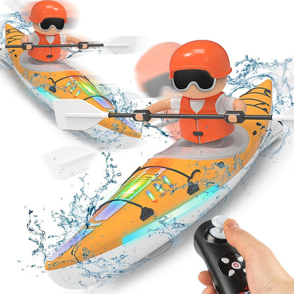 Kayak Racing Ship Remote Control with LED Colorful Lights, Anti-Capsize Balance System, Safe for Ages 6+