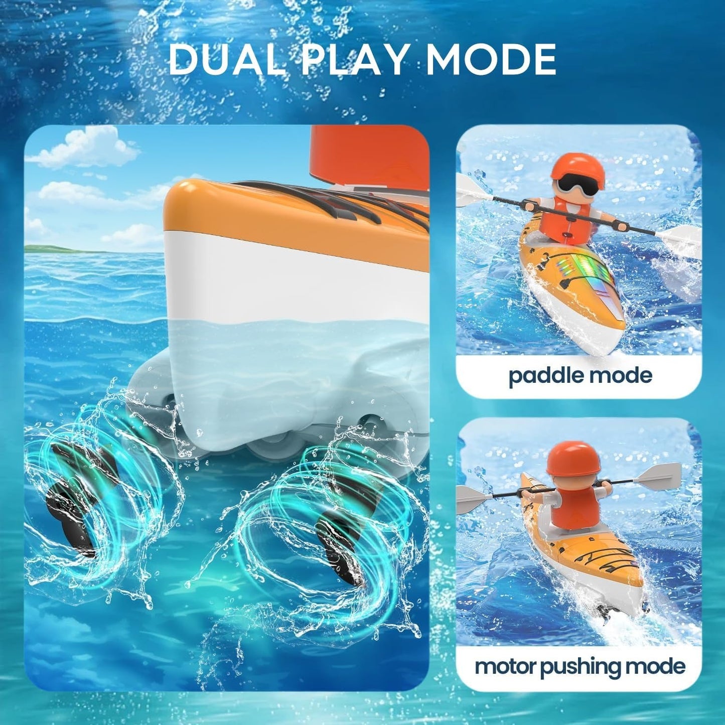 Kayak Racing Ship Remote Control with LED Colorful Lights, Anti-Capsize Balance System, Safe for Ages 6+