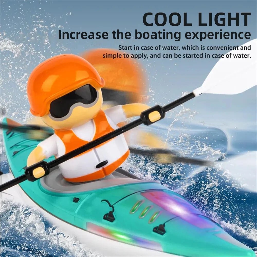 Kayak Racing Ship Remote Control with LED Colorful Lights, Anti-Capsize Balance System, Safe for Ages 6+