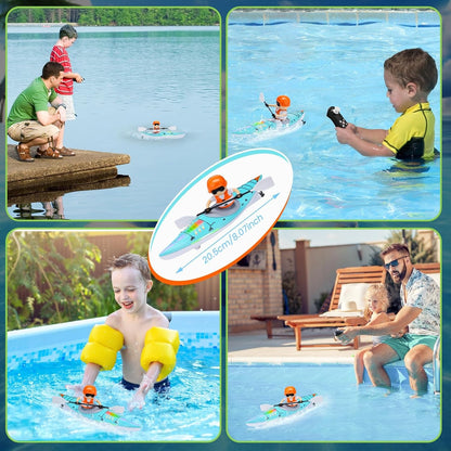 Kayak Racing Ship Remote Control with LED Colorful Lights, Anti-Capsize Balance System, Safe for Ages 6+