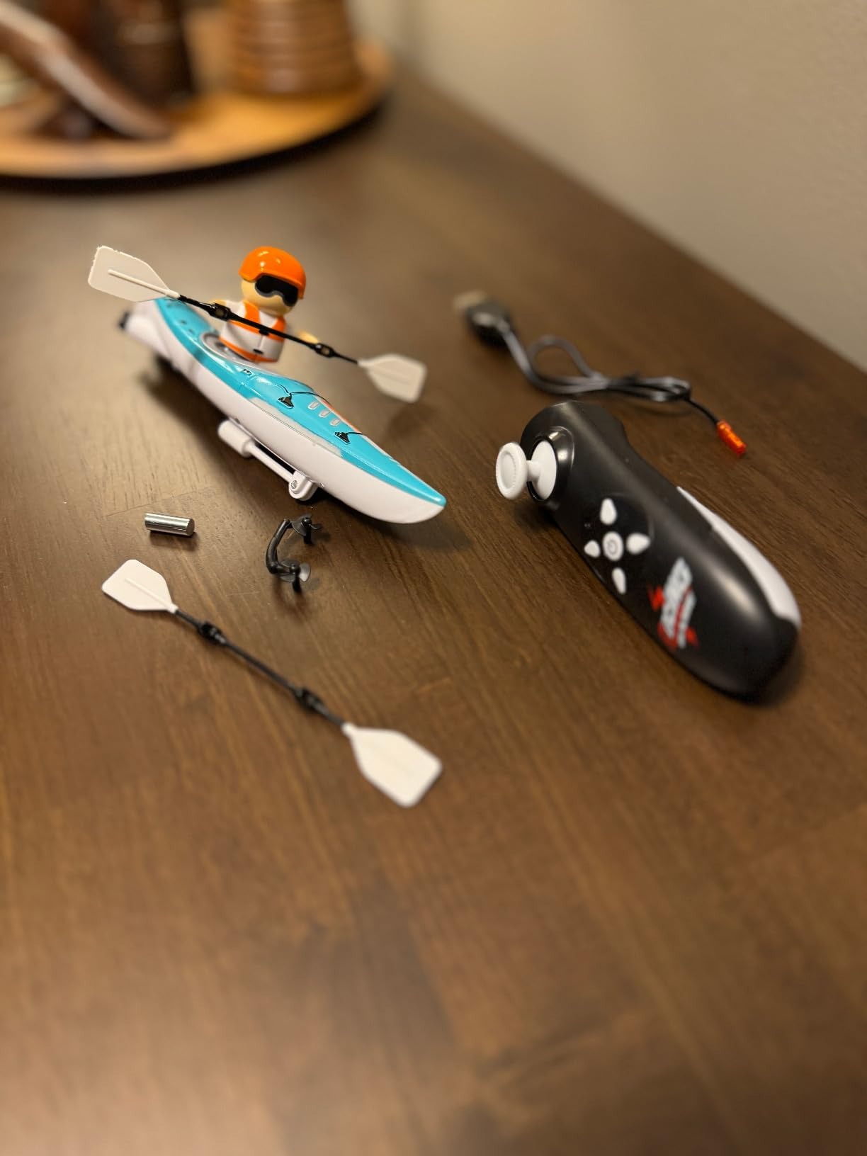 Kayak Racing Ship Remote Control with LED Colorful Lights, Anti-Capsize Balance System, Safe for Ages 6+