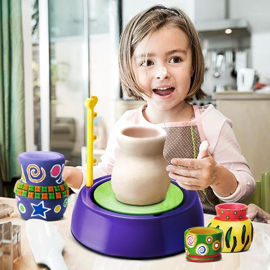 Kids Pottery Workshop Set with Electric Spinning Wheel