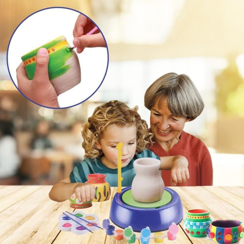 Kids Pottery Workshop Set with Electric Spinning Wheel