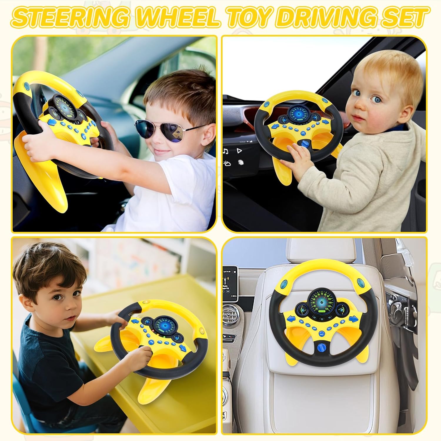 Kids Car Driving Simulated Toy with Light and Music Early Education Pretend Play Toys Steering Wheel Toy for Boys and Girls