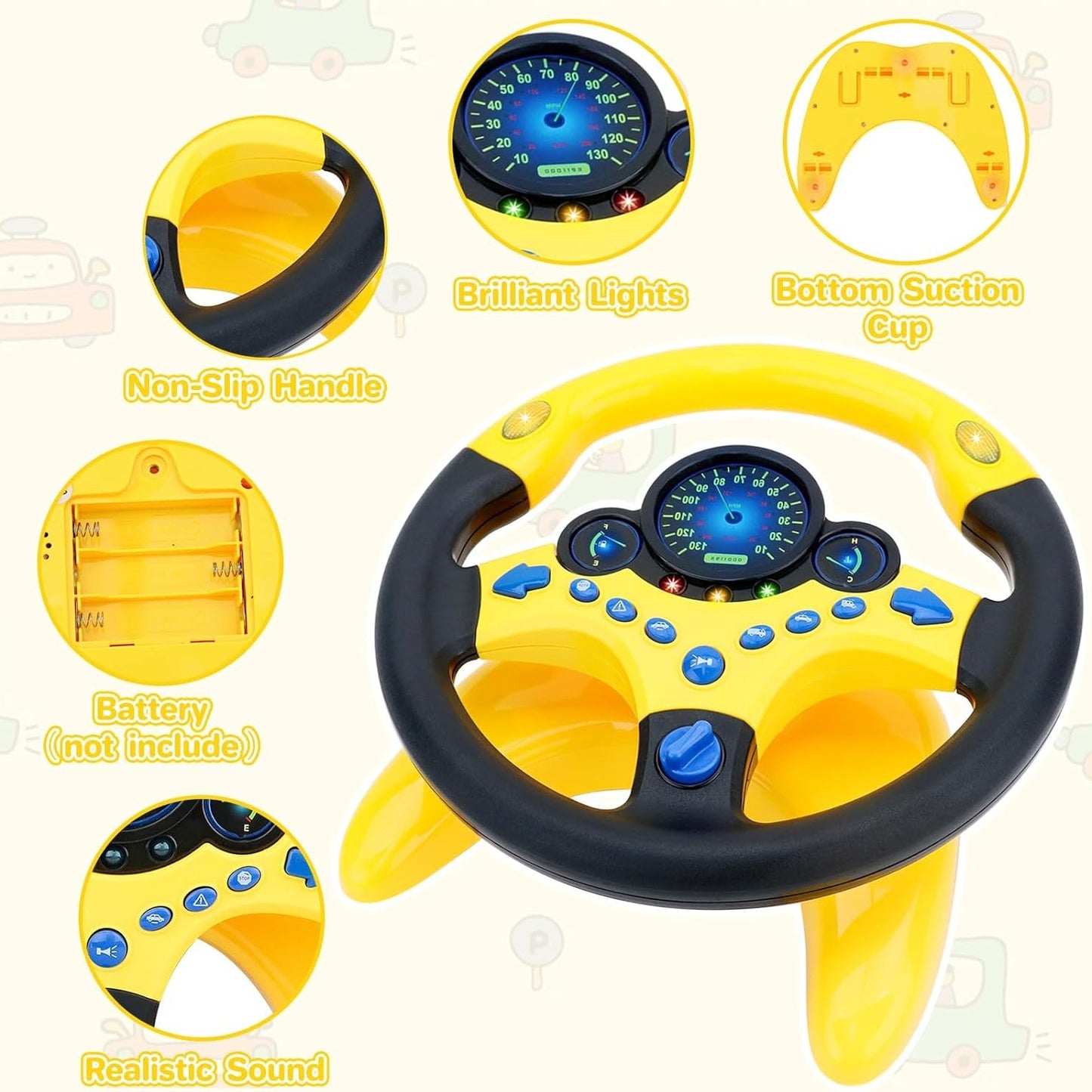 Kids Car Driving Simulated Toy with Light and Music Early Education Pretend Play Toys Steering Wheel Toy for Boys and Girls