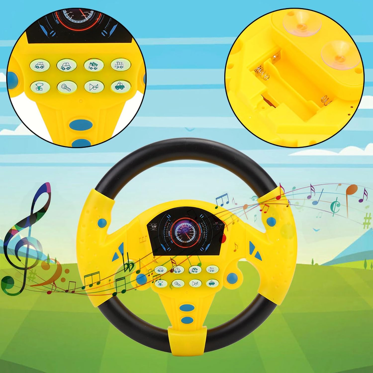 Kids Car Driving Simulated Toy with Light and Music Early Education Pretend Play Toys Steering Wheel Toy for Boys and Girls