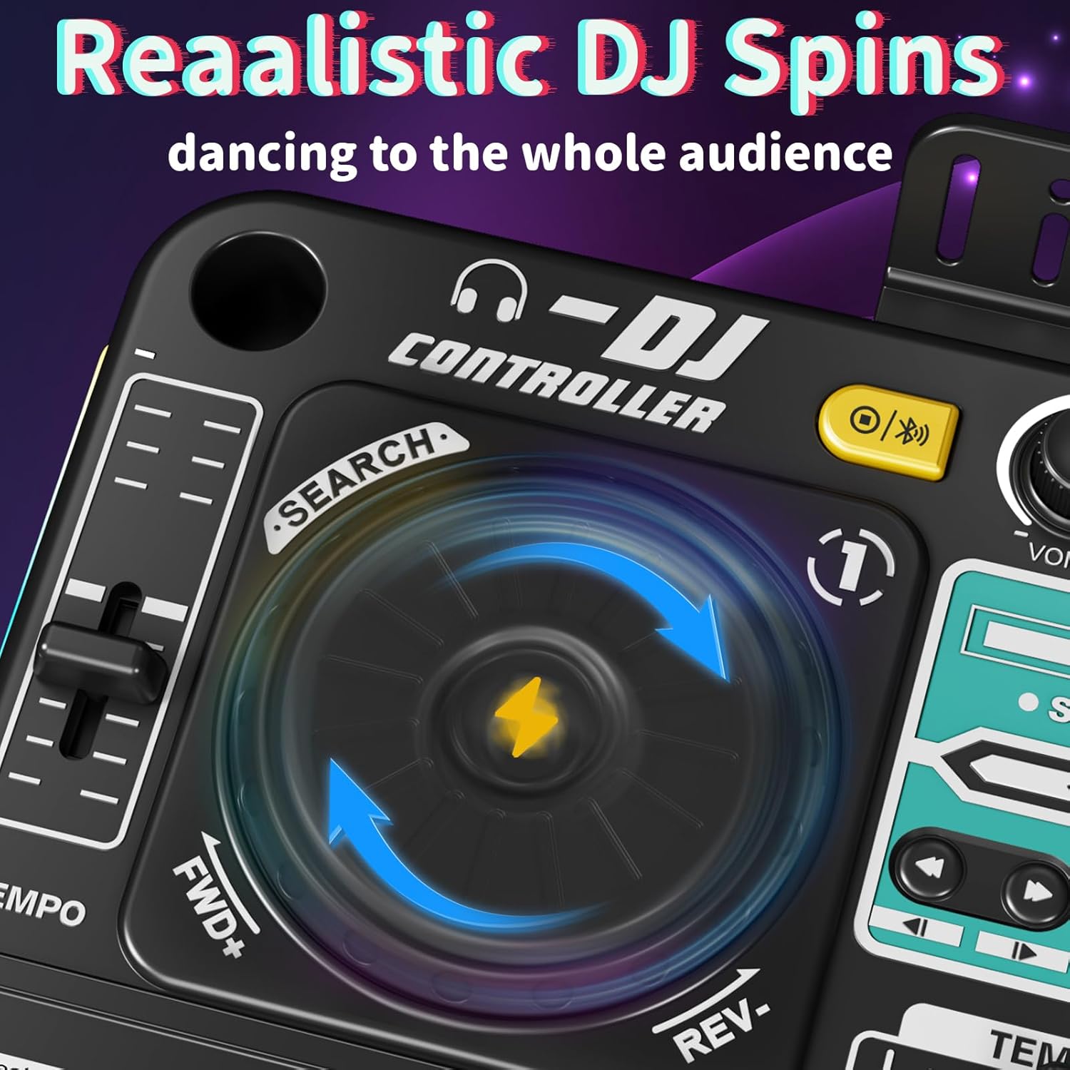 Kids DJ Mixer Music Toy with Microphone – Light-Up DJ Controller with Sound Effects and Bluetooth Function Safe For Ages 3+