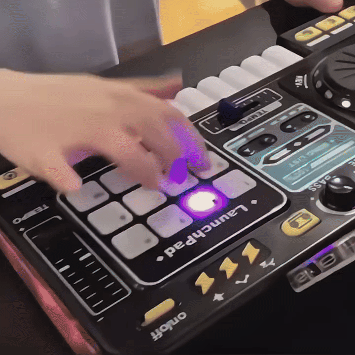 Kids DJ Mixer Music Toy with Microphone – Light-Up DJ Controller with Sound Effects and Bluetooth Function Safe For Ages 3+