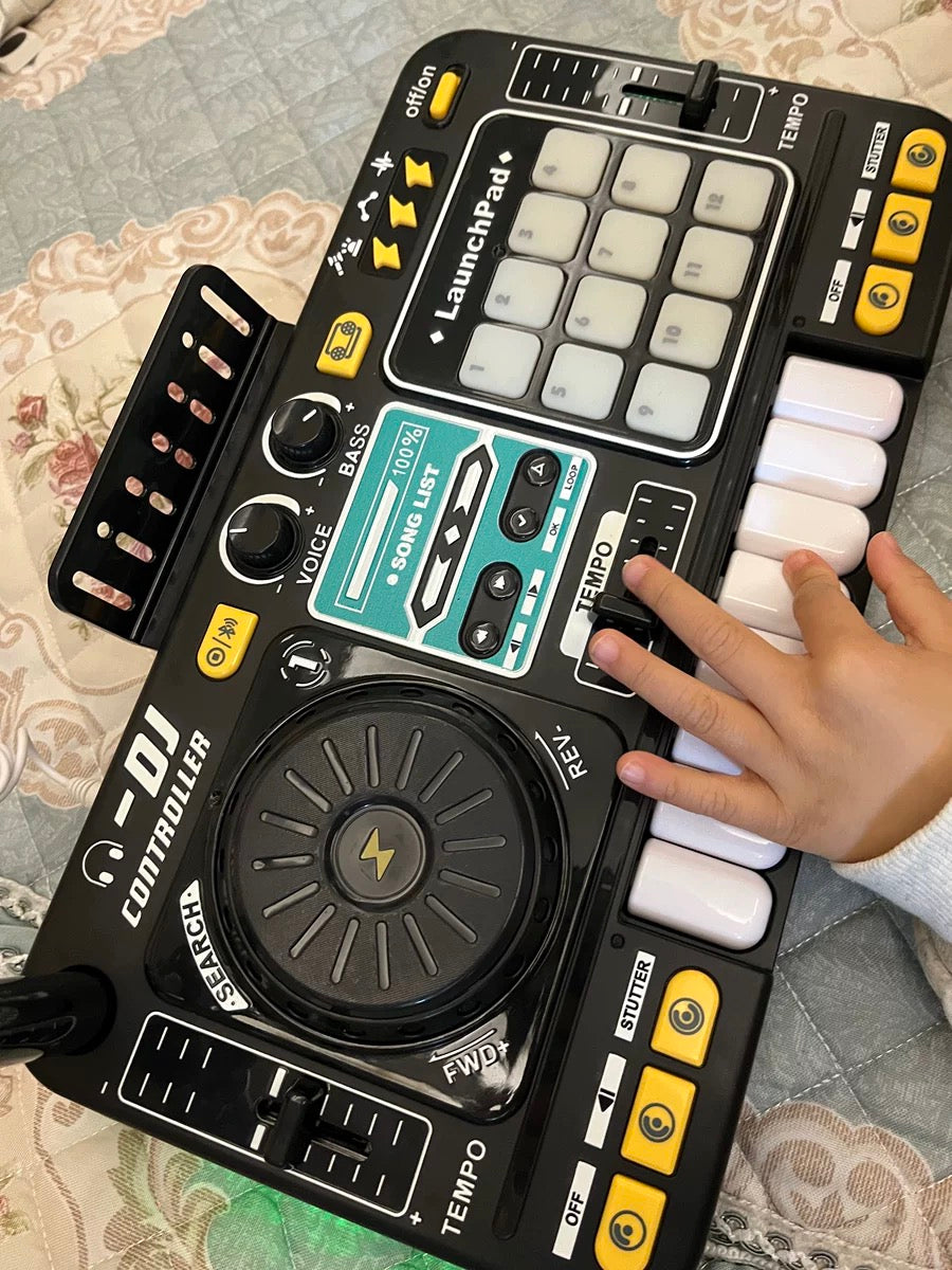 Kids DJ Mixer Music Toy with Microphone – Light-Up DJ Controller with Sound Effects and Bluetooth Function Safe For Ages 3+