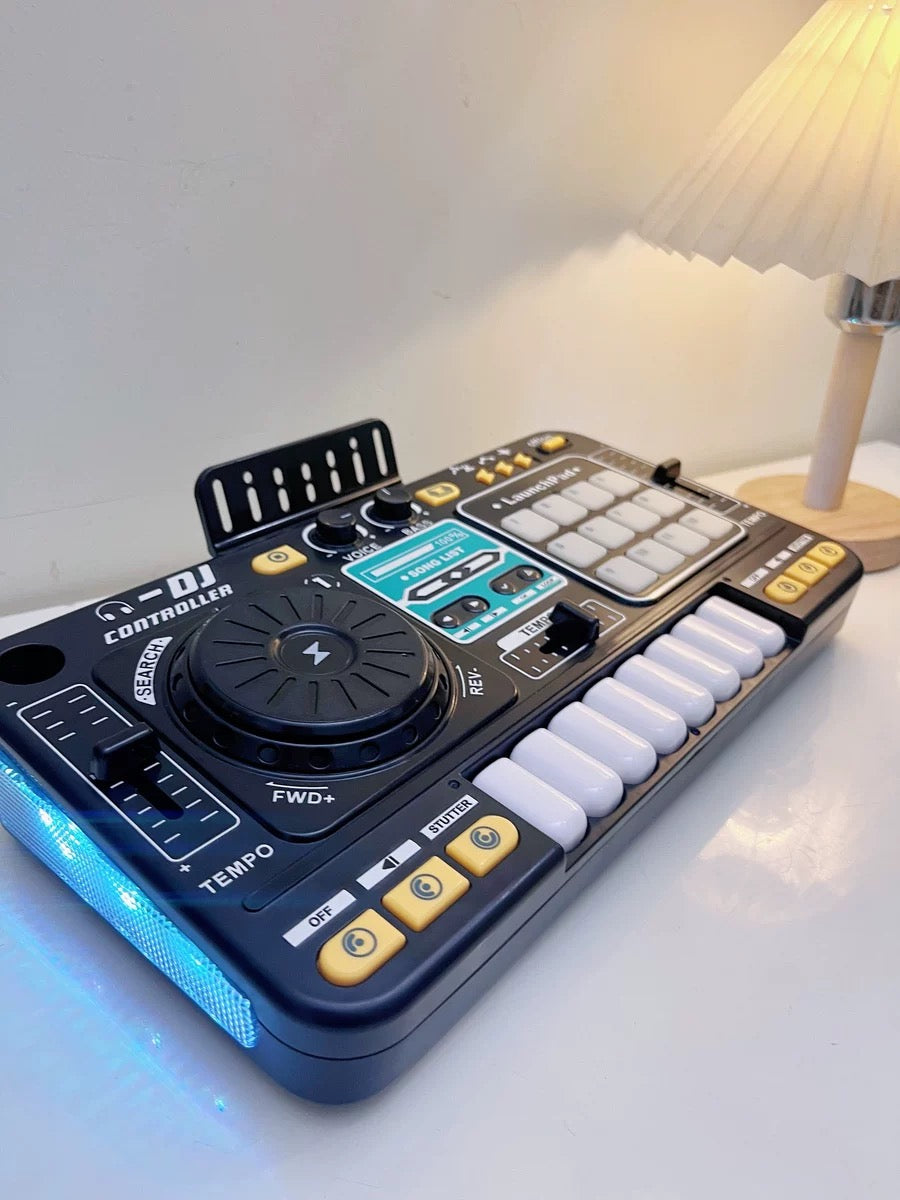 Kids DJ Mixer Music Toy with Microphone – Light-Up DJ Controller with Sound Effects and Bluetooth Function Safe For Ages 3+