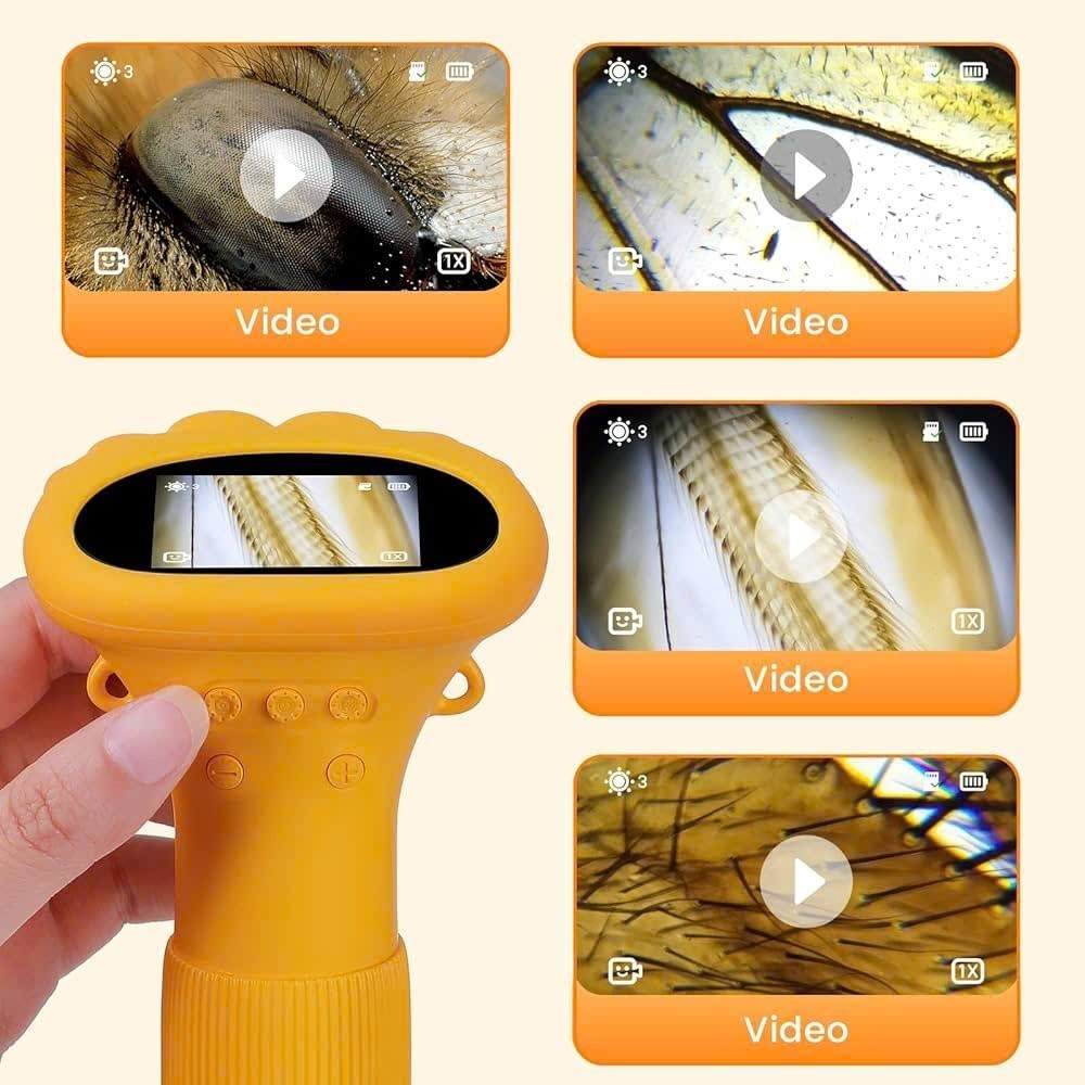 Kids Digital Microscope Handheld with 1000x Magnification, Photo & Video Capture, Safe for Ages 3+
