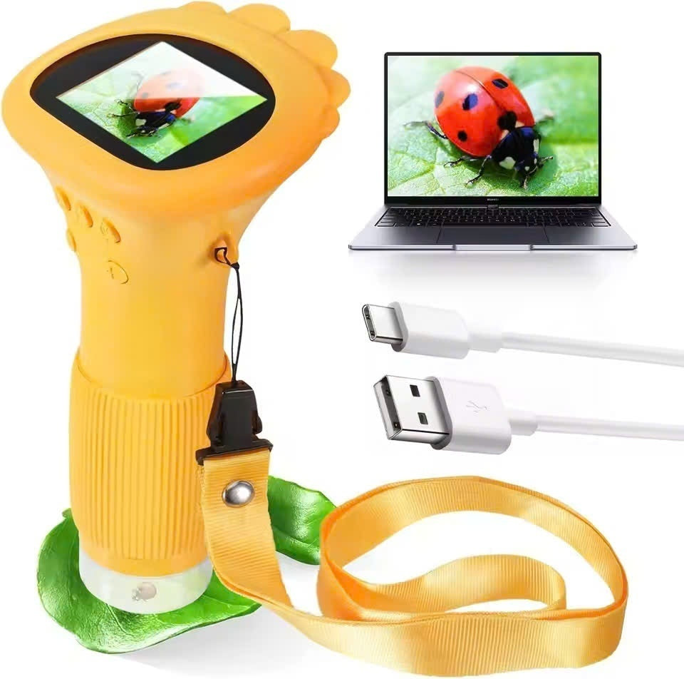 Kids Digital Microscope Handheld with 1000x Magnification, Photo & Video Capture, Safe for Ages 3+