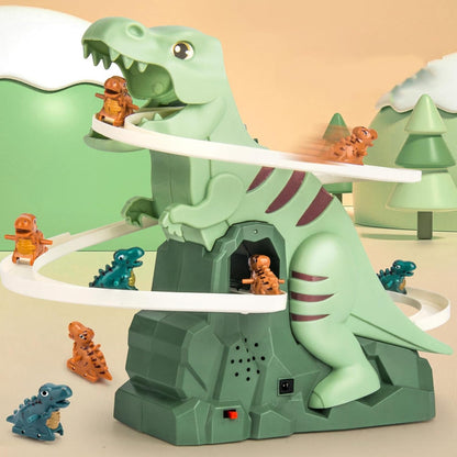 Kids' Dinosaur Race Track Interactive Automatic Climbing Cars With LED Lights, Battery Powered, On Off Switch for Ages 3+