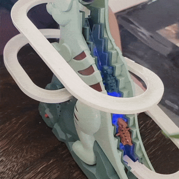 Kids' Dinosaur Race Track Interactive Automatic Climbing Cars With LED Lights, Battery Powered, On Off Switch for Ages 3+