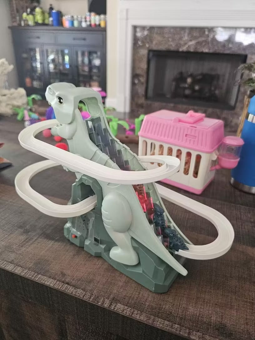 Kids' Dinosaur Race Track Interactive Automatic Climbing Cars With LED Lights, Battery Powered, On Off Switch for Ages 3+