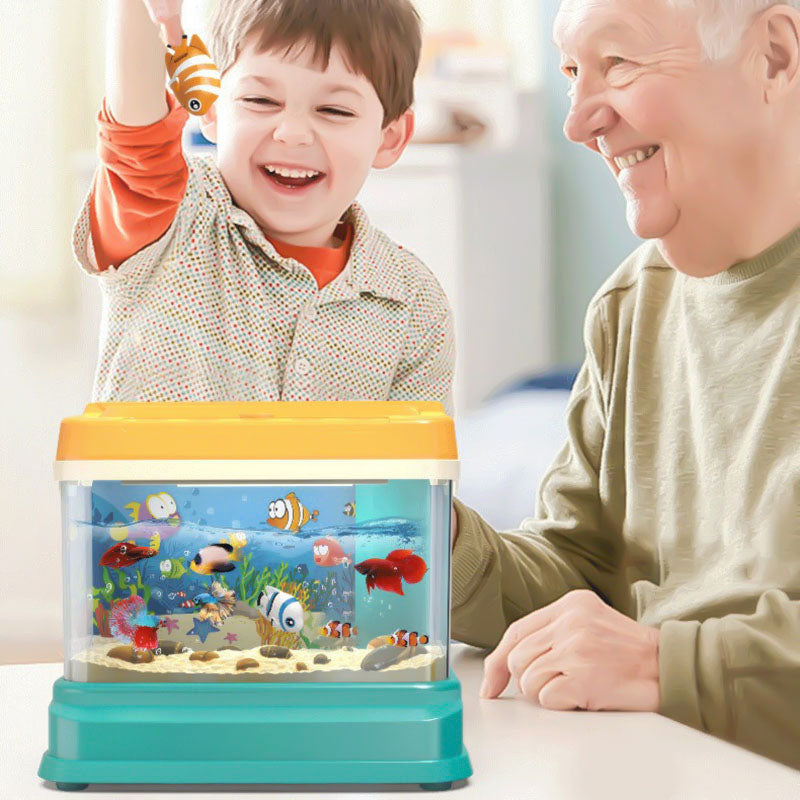 Kids Electric Fish Tank Toy with LED Lights, Fishing & Feeding, Encourages Exploration, Safe for Ages 3+