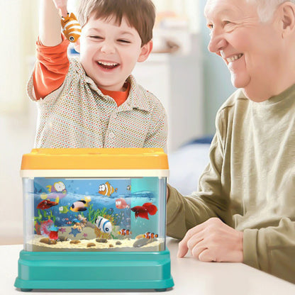 Kids Electric Fish Tank Toy with LED Lights, Fishing & Feeding, Encourages Exploration, Safe for Ages 3+