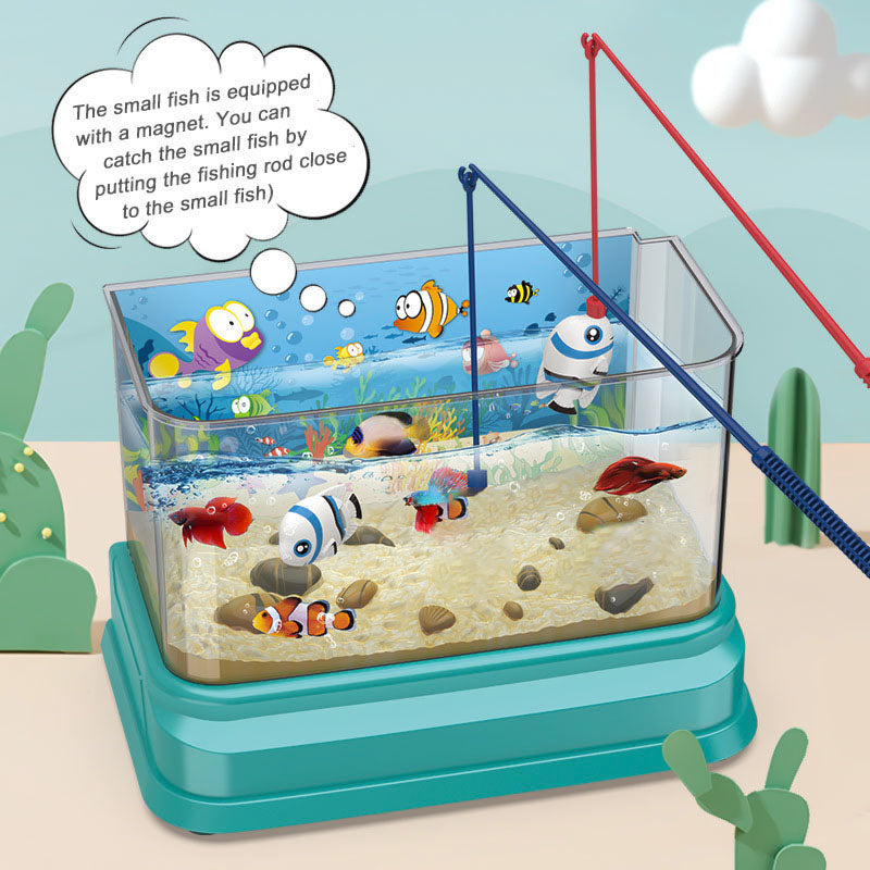 Kids Electric Fish Tank Toy with LED Lights, Fishing & Feeding, Encourages Exploration, Safe for Ages 3+