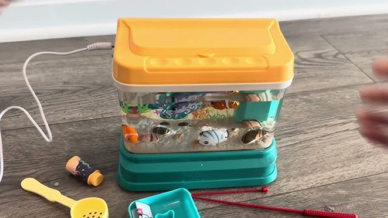 Kids Electric Fish Tank Toy with LED Lights, Fishing & Feeding, Encourages Exploration, Safe for Ages 3+