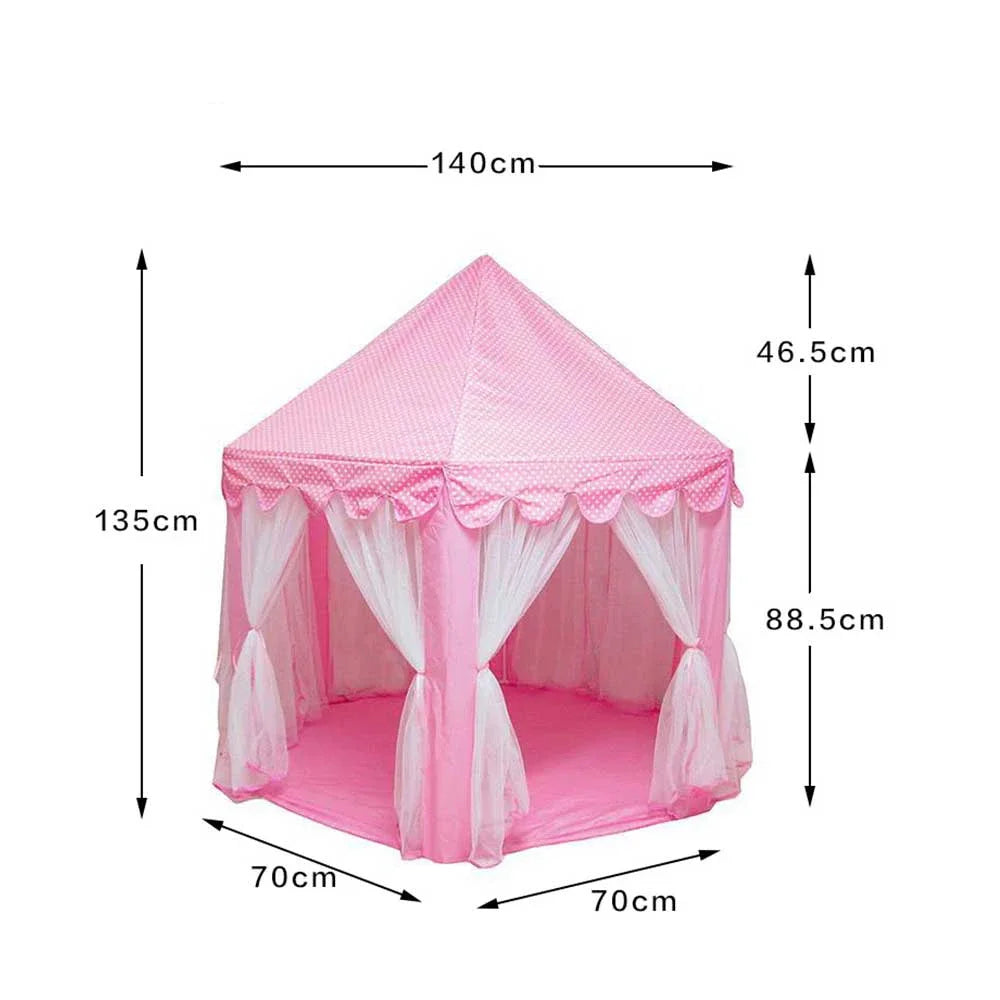 Kids Indoor & Outdoor Playhouse Tent with Foldable, Portable Design, LED Star String Lights and Breathable Mesh Curtains, Safe for Ages 3+