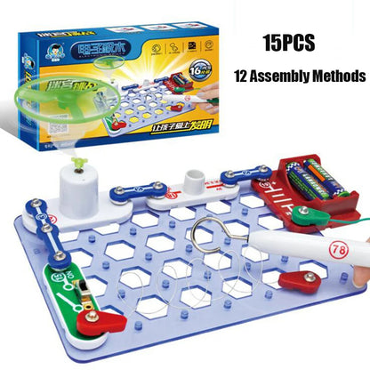 Kids' Interactive Electronic Building Set with Colorful Spinning Fan, Tilt Motion Sensor, Circuit Conduction Tester, Safe for Ages 8+