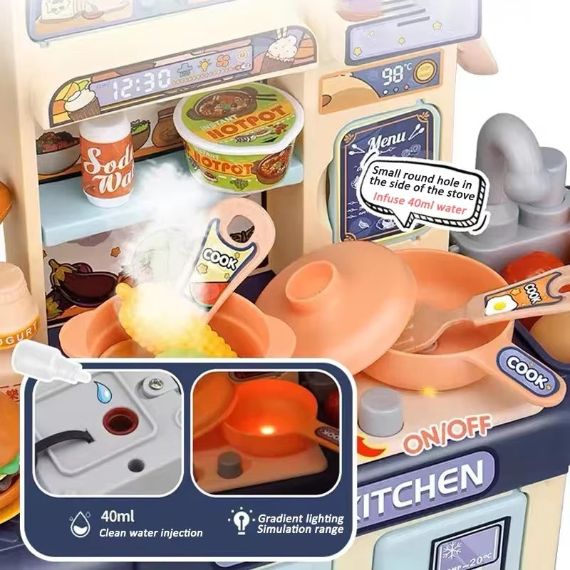 Kids Kitchen Playset with Water, Light and Steam Features – Pretend Cooking Toy with Accessories