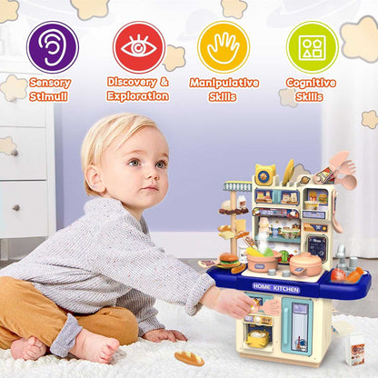 Kids Kitchen Playset with Water, Light and Steam Features – Pretend Cooking Toy with Accessories