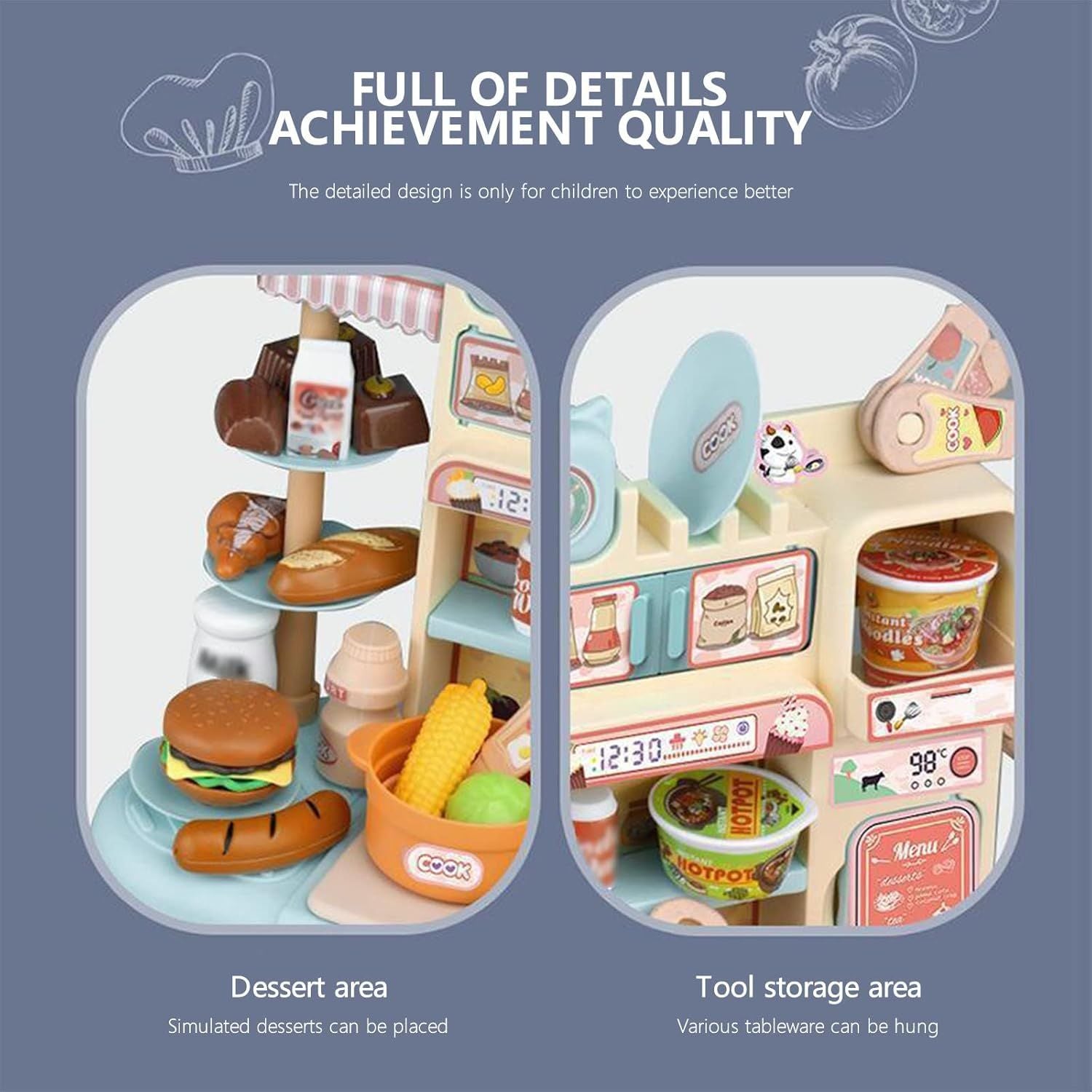Kids Kitchen Playset with Water, Light and Steam Features – Pretend Cooking Toy with Accessories