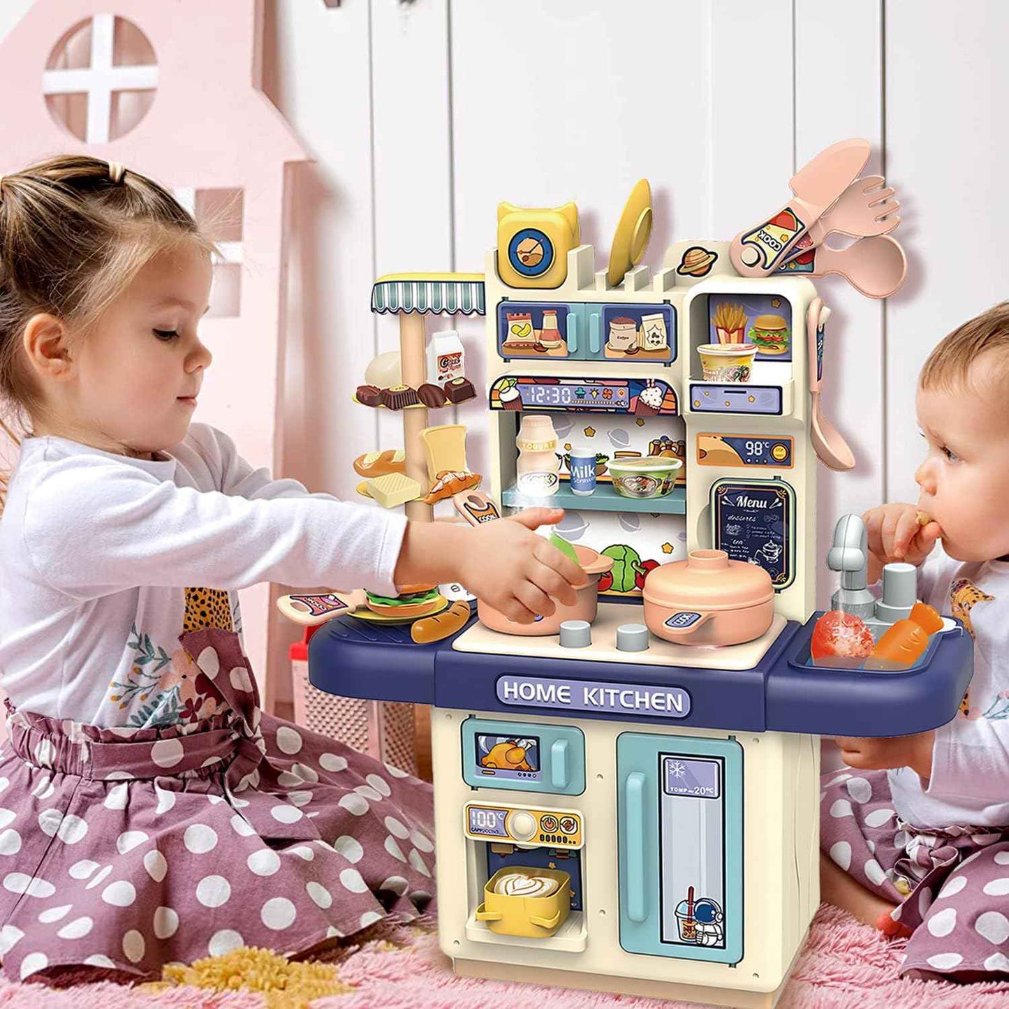 Kids Kitchen Playset with Water, Light and Steam Features – Pretend Cooking Toy with Accessories