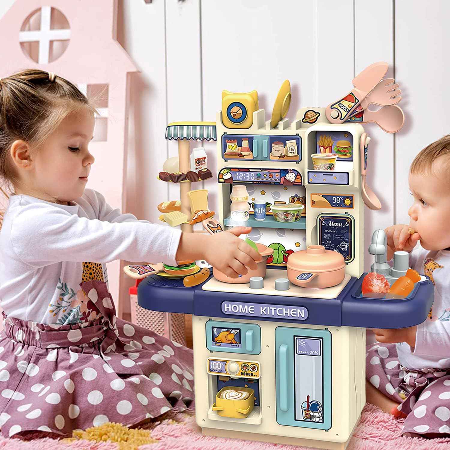 Kids Kitchen Playset with Water, Light and Steam Features – Pretend Cooking Toy with Accessories