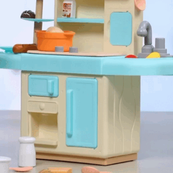 Kids Kitchen Playset with Water, Light and Steam Features – Pretend Cooking Toy with Accessories