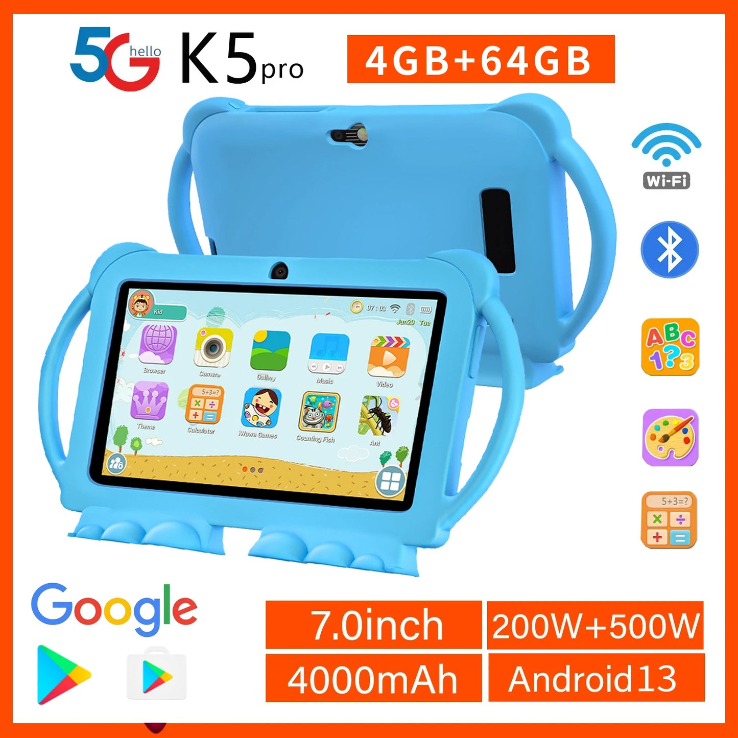 Kids' Learning Tablet with Parental Controls - 7-Inch Android Device for Toddlers