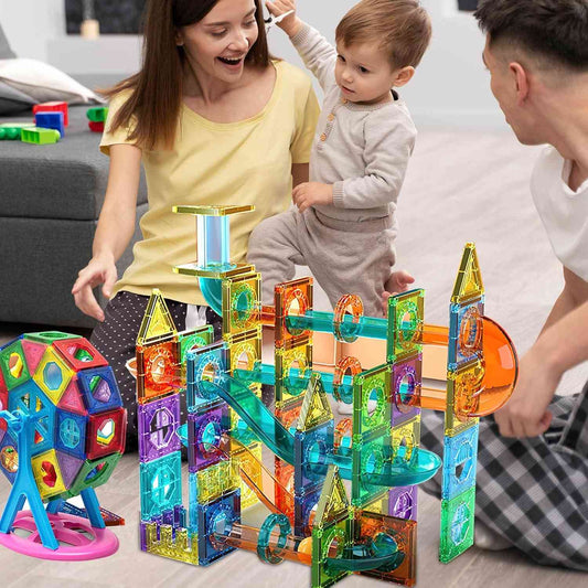 Kids Marble Run Creative Magnetic Toy 68 Pieces With 3D Building, Safe Plastic, Physics Learning Fun, Safe for Ages 3+