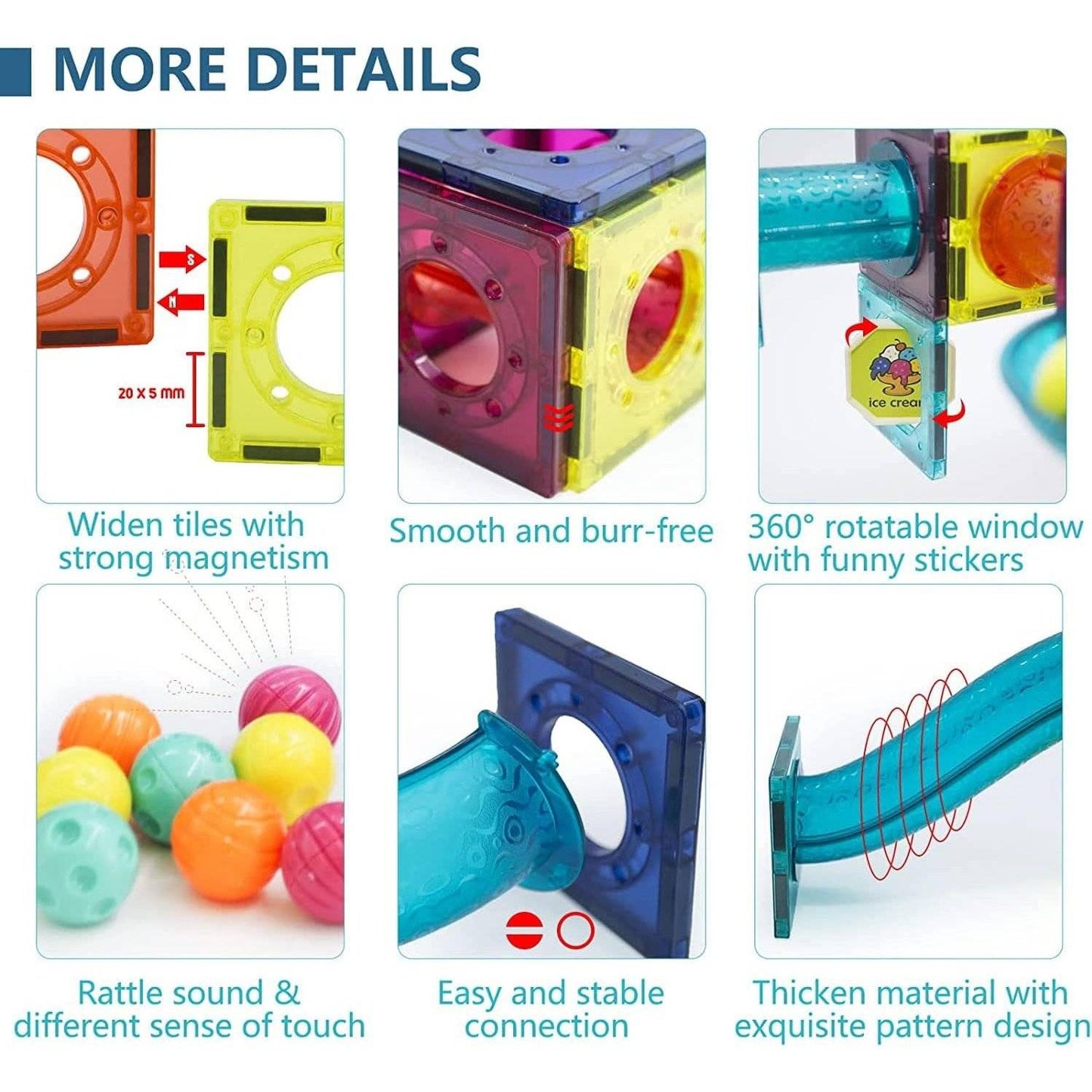 Kids Marble Run Creative Magnetic Toy 68 Pieces With 3D Building, Safe Plastic, Physics Learning Fun, Safe for Ages 3+