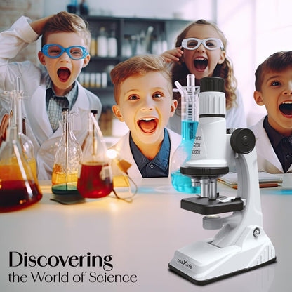Kids Microscope, Portable Microscope Kit with LED Light and Mobile Phone Holder, Kids Beginner Educational Science Kit Toy for Kids Gift