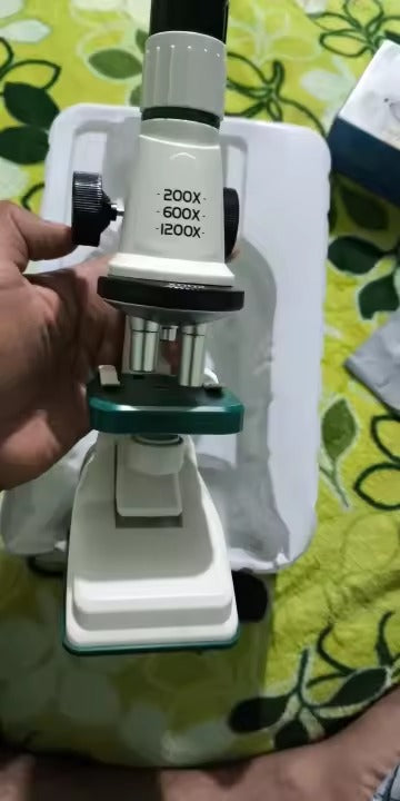Kids Microscope, Portable Microscope Kit with LED Light and Mobile Phone Holder, Kids Beginner Educational Science Kit Toy for Kids Gift