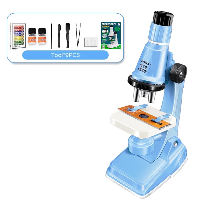 Kids Microscope, Portable Microscope Kit with LED Light and Mobile Phone Holder, Kids Beginner Educational Science Kit Toy for Kids Gift