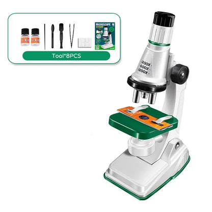 Kids Microscope, Portable Microscope Kit with LED Light and Mobile Phone Holder, Kids Beginner Educational Science Kit Toy for Kids Gift
