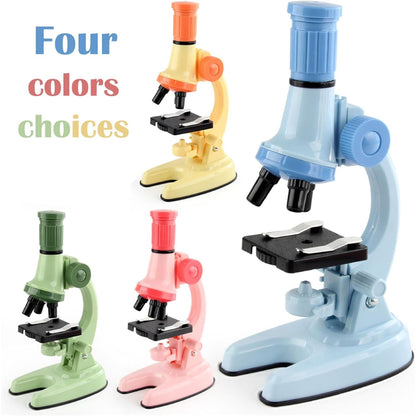Kids Science Microscope Toy - Educational STEM Kit, Slides, Tools, Bright Colors, Little Explorers, Safe for Ages 3+