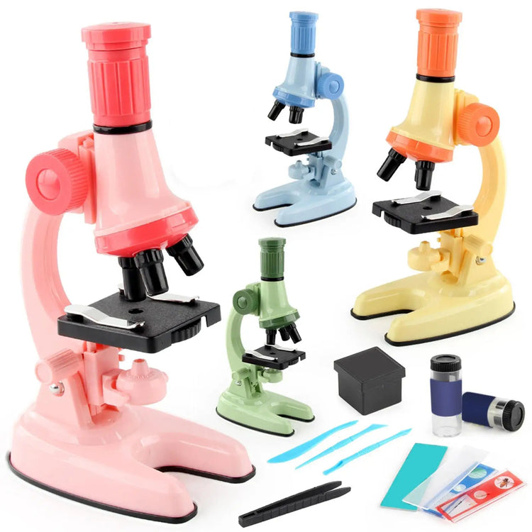 Kids Science Microscope Toy - Educational STEM Kit, Slides, Tools, Bright Colors, Little Explorers, Safe for Ages 3+