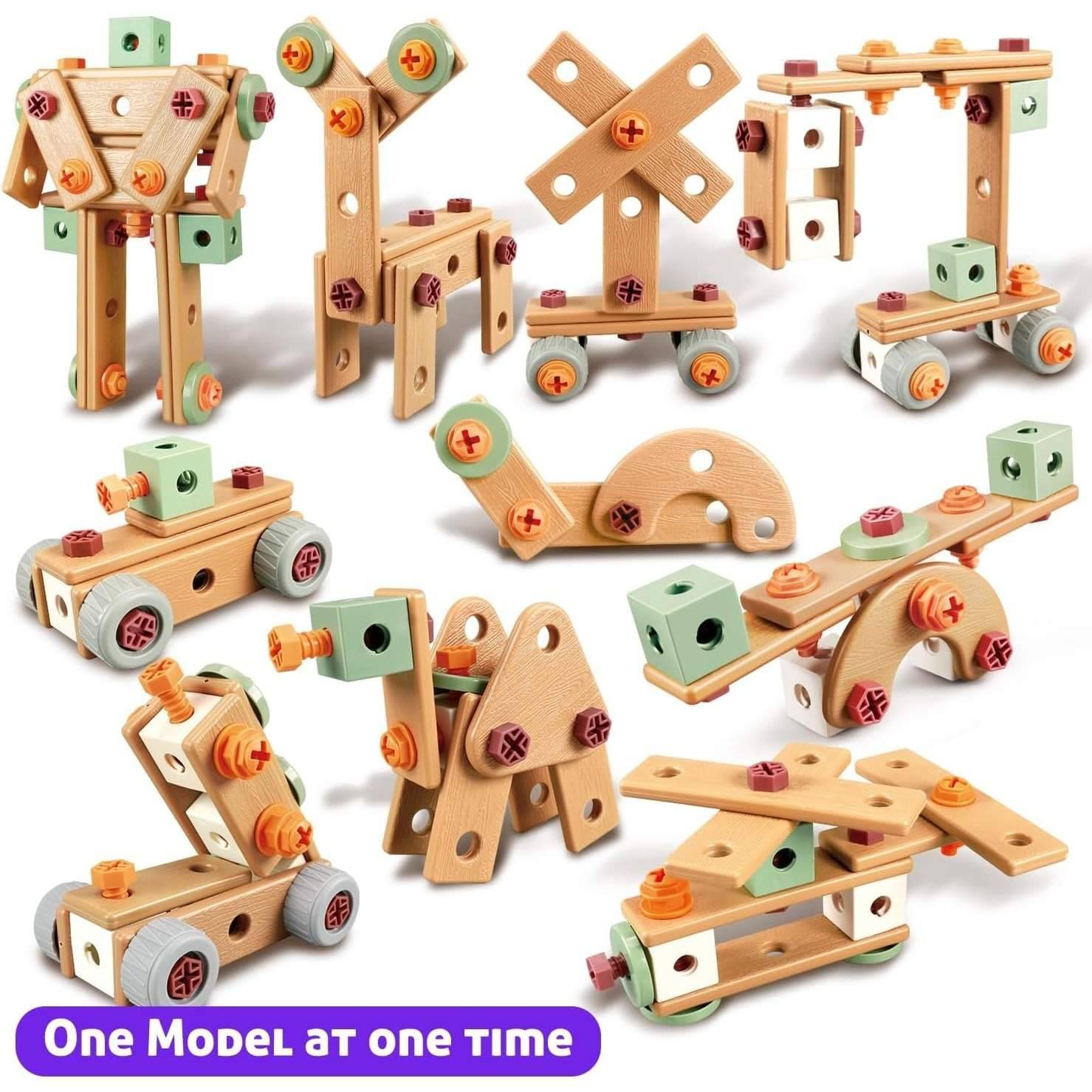Kids Tool Set Construction With Drill & Screwdriver, Assembly Play, Repair Simulation, Tool Storage Box for Ages 3+