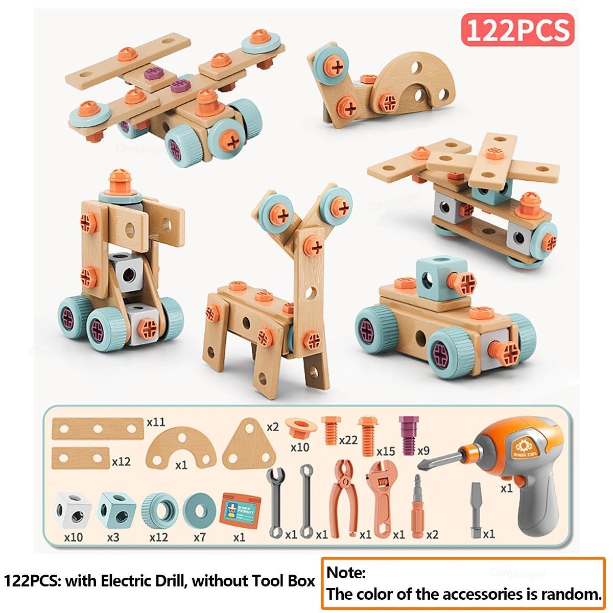 Kids Tool Set Construction With Drill & Screwdriver, Assembly Play, Repair Simulation, Tool Storage Box for Ages 3+