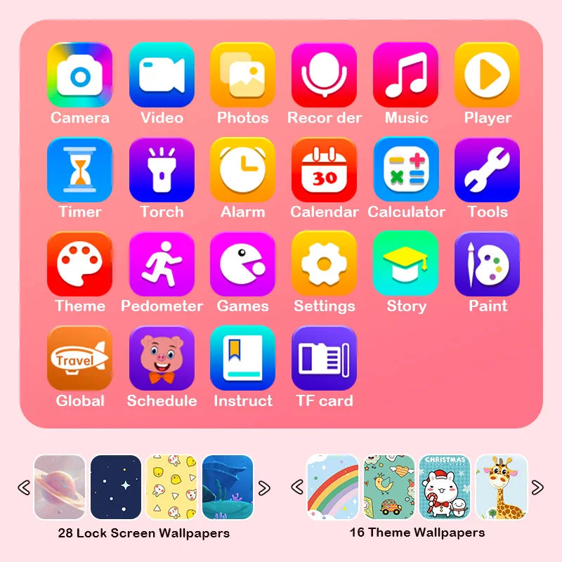 Kids Toy Phone with Dual Cameras and Educational Features, Music, Stories, Games & Drawing, Safe for Ages 3+