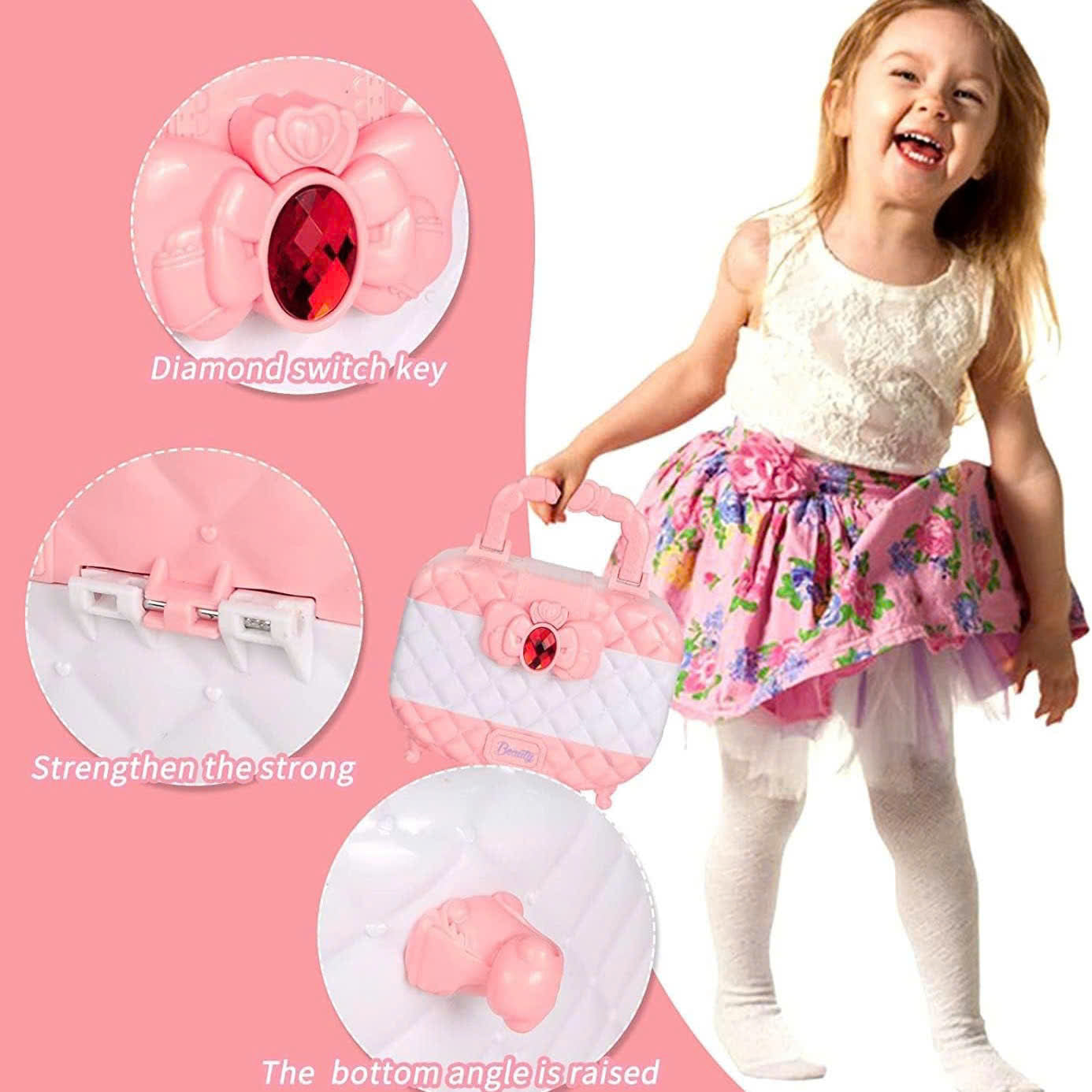 Kids Washable Makeup Beauty Kit with Cosmetic Case, Compact and Easy to Carry, Safe for Ages 3+