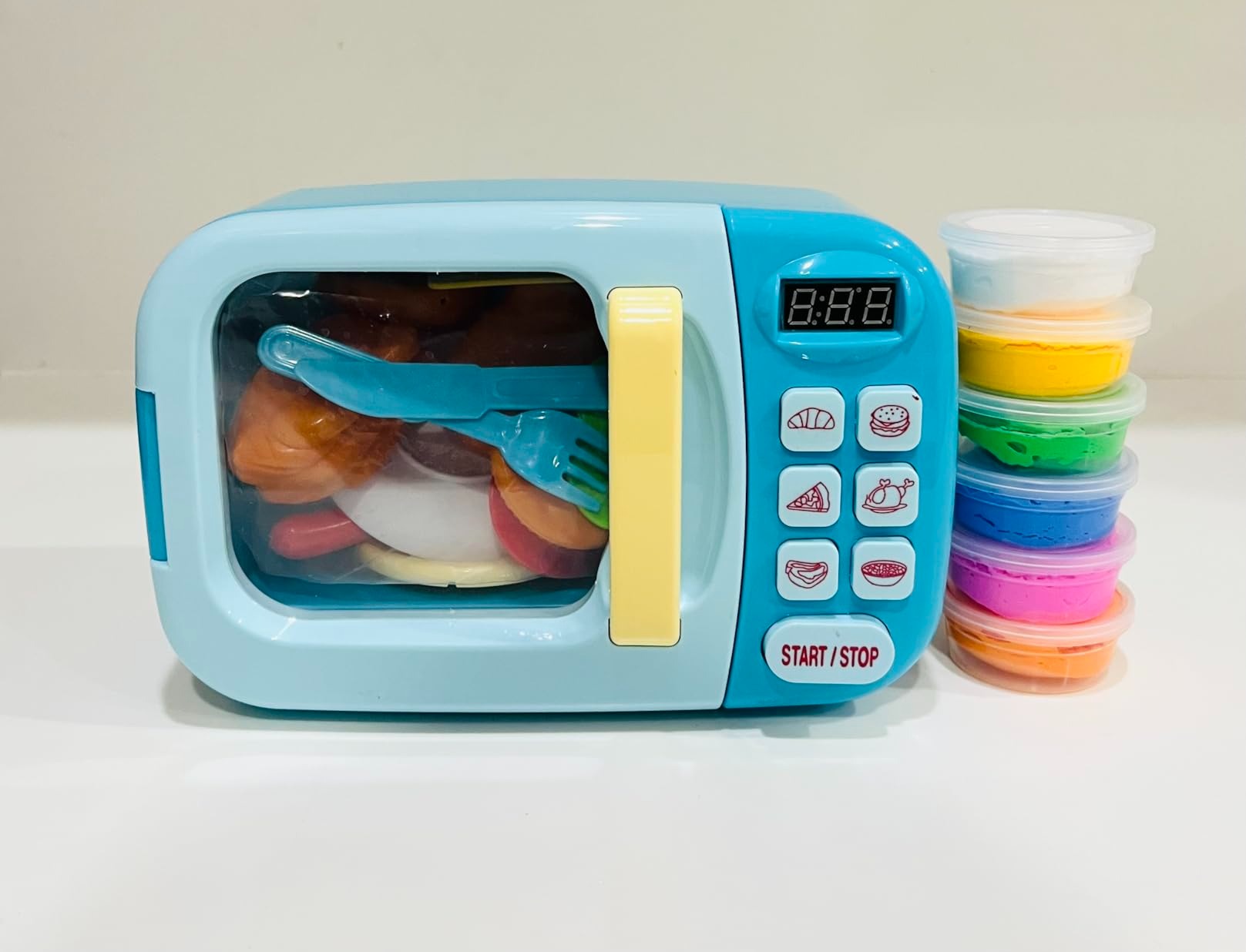 Kitchen Electric Microwave Play Set with Realistic Light, Sound & Accessories Included
