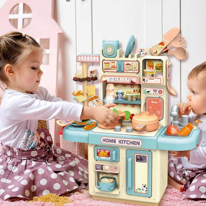 Kitchen Play Set with 30 Accessories, Light and Sound Features, Easy to Assemble, Safe for Ages 3+