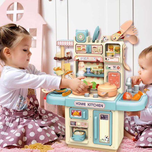 Kitchen Play Set with 30 Accessories, Light and Sound Features, Easy to Assemble, Safe for Ages 3+