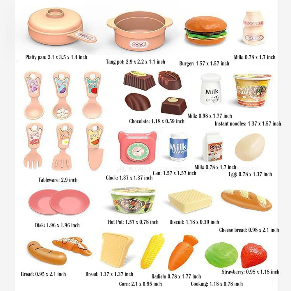 Kitchen Play Set with 30 Accessories, Light and Sound Features, Easy to Assemble, Safe for Ages 3+