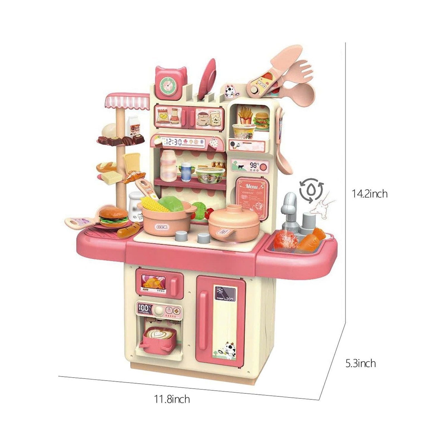 Kitchen Play Set with 30 Accessories, Light and Sound Features, Easy to Assemble, Safe for Ages 3+