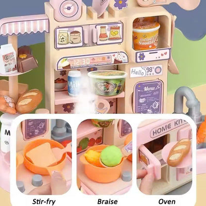 Kitchen Play Set with 30 Accessories, Light and Sound Features, Easy to Assemble, Safe for Ages 3+